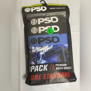 Blue Black New PSD 3 PACK Premium Boxer Briefs Core Standard Men's Large